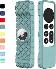 Remote Case for Apple Siri Remote 2021/2022 (2nd/3rd Gen), Anti-Lost Anti-Slip Durable Silicon Shockproof Rubber Cover for Apple 4K HD TV Siri Remote (2nd/3rd Gen) AirTag Applicable (Green)