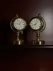 Vintage Globe Clock miniature metal Gold colored figure Avon