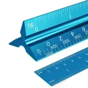2PCS Architectural Scale Ruler, 12" Aluminum Architect Scale, Triangular Scal...