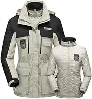 [WX-ICZY] Women's Outdoor Hiking Warm Jacket, 3 in 1 Breathable Thick Down Liner Snow Jacket Suit Winter Windproof Waterproof Jacket Raincoat Hiking Detachable Jacket,White,XL