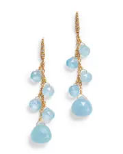 Marco Bicego 18K Yellow Gold Paradise Aquamarine & Diamond Chain Drop Earrings - Exclusive