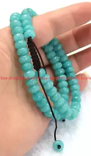 2pc Natural 5x8mm Light Blue Aquamarine Faceted Gemstone Beads Bracelet 7.5"