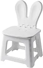 TOMVAES Foldable Chair Kid's Step Stool with Back Support Portable Folding Stool Kitchen Stool Outdoor Fishing Stool for Kindergarten Traveling Household, Rabbit