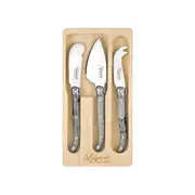 3pc Laguiole Etiquette Mini Soft Cheese/Pate Knife Set Utensils Marble White