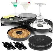 Salt Rimmer Set 3-Tier Foldable Bar Glass Rimmer Set for Cocktails with 2 Pourers and 3 Sponge Pad Plastic Black Sugar Salt Glass Rimming Bartender Tool for Cocktails Margarita