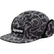 Supreme Printed Fleece Earflap Camp Cap Black S/M F/W 15