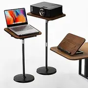 [NAMON] 2-in-1 Laptop Floor Stand & Desktop, Adjustable Height from 16.5" to 51", Wood Small Laptop Table, Tall Laptop Stand Perfect for Home, Office, Meeting Room, Study (Walnut Finish)