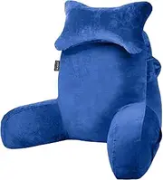 Reading Pillow for Sitting in Bed Couch Adult, Back Pillow with arm Support and Pockets, Adult Back Pillow Chair for Bed Rest, Reading, Watching TV, Gaming for Boys and Girls (Blue, Standard)