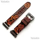 Brown & Orange Embossed Leather Band Strap for Fitbit Ionic GPS Smart Watch