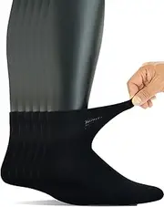 [Yomandamor] Men's 6 Pairs Combed Cotton Diabetic Ankle Socks with Seamless Toe and Non-Binding Top