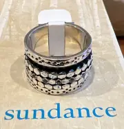 NWT Sundance Catalog Silver Wide Band Spinner “Summer Splash Ring” Size 7.5 $195