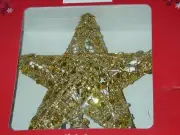 HUNTINGTON HOUSE CHRISTMAS FIESTA GOLD GLITTER STAR TREE TOPPER 10 LIGHT NEW BX