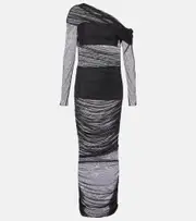 [The Sei] The Sei One-shoulder ruched mesh midi dress AU 12 black