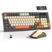 T96 Smart Display Wireless Gaming Keyboard and Mouse Comb, 94Key LED Lighting...