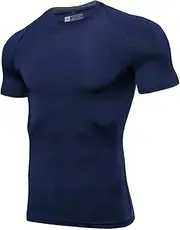 [Jueshanzj] Workout cloth men's short-sleeved fitness high elastic wicking and quick-drying breathable round neck fitness running tights