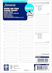 Filofax 2022 A5 Week on Two Pages 5 Language Appointments Diary, White