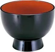 [A] 4.5 inch Tall Okonomi Bowl Black Vermilion | Soup Bowl [5.3 inch (13.5 φ x 10.2 cm) (700cc)]