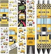 Peacoblue UV DTF Pen Wraps Transfer Sticker School Bus - 48pcs Waterproof HD Print UV DTF Pen Adhesive Decals for Personalized DIY Pencil Pen Crafts Gifts Giving