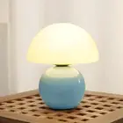 SWNEPOF Mushroom Table Lamp, Small Dimmable Table Lamp with Hand-Blown Glass Sha