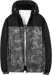 [MADHERO] Mens Waterproof Lightweight Windbreaker with Hood Outdoor Thin Rain Jacket Camouflage Soft Shell Sports Coat