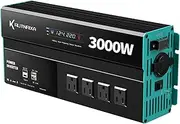 KLVN Modified Inverter 500W 800W 1000W 1500W 2000W 3000W 12VDC to 120V AC with 2 USB Port,PD 22W QC 18W Fast Charging(3000W)