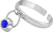 [AeraVida] Sparkly Statement Blue Cubic Zirconia Dangle .925 Sterling Silver Toe or Pinky Ring