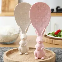 在飛比找蝦皮購物優惠-可愛兔子站立式飯匙 小麥秸稈兔子造型飯匙 創意立體兔子造型飯