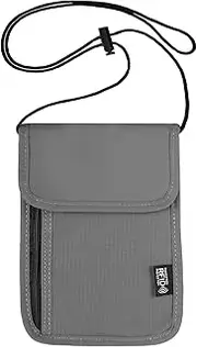 [Onperpoe] Neck Pouch with RFID Protection, Unisex Travel Purse, Theft-Proof Neck Pouch, Men and Women, Chest Bag, Waterproof Travel Document Bag for Passport, Credit Cards, Coins, Grey, gray, 19*14cm