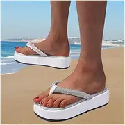 [DRGRG] Thick Bottom Women Flip Flops, Beach Outdoor Ladies Slippers, Platform Wedge Sandals, for Women (Color : 1 Double/B, Size : EU:39.5/US:9)