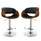 Home Square 2 Piece Adjustable Bar Stool Set in Black and Chrome