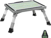 Homeon Wheels Safety RV Steps, Step Stool Folding Platform Step with Durable Feet, More Stable Up to 1000 lbs (Gray Reflective)