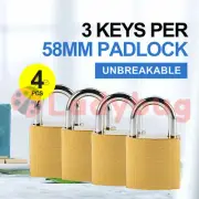 Handy Hardware® 4PCE Padlocks Strong Secure Multipurpose 58mm