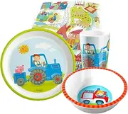 Haba Crockery Set Tractor with Fire Brigade Bowl Melamine Children's Tableware Gift Set (with Bowl Fire Brigade)