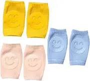 [LIFKOME] Breathable Cotton Elbow Protector Baby Kneepad Elbow Guard Socks Elastic Crawl Knee Brace (pink+green+skin Color)
