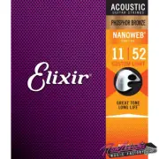 Elixir E16027 Phosphor Bronze Nanoweb Coating 11/52 Acoustic Guitar Strings