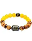 Triple Protection Feng Shui Bracelet Healing Bangle- Yellow Tiger Eye - Agate- S