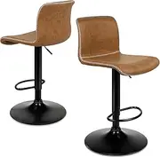 [ALFORDSON] 2pcs Bar Stool PU Leather Kitchen Barstools with Swivel Seat in 56-76cm Adjustable Height Home Bar Vintage Fabric Counter Dining Chairs with Footrest & Floor Protector (Remy Brown)