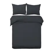 Hotel Cotton Quilt Cover Set Bed Duvet Doona Cover Black - Queen/King/Super King