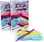 D.A.Y. Republic My 1st Knitting Set, Design and Create Your Own, Perfect for Beginners and Children, Kit Includes Instructions, Coloured Wool and Needles (2 Pack)