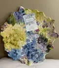 Set Of 4 Melamine Salad Plates Floral Blue Hydrangea New Shabby Chic New NWT 8.5
