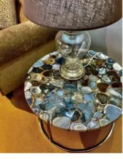 24" Durable Agate Stone Bar & Restaurant Console Table Antique Coffee Table Deco