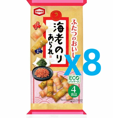 KAMEDA Ebi Nori Arare Rice Cracker with Shrimp Seaweed Japanese Snack [Set of 8]