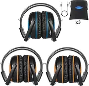 3 Pack Wireless Headphones for Kids With 3 Levels Volume Limited, Infrared Car Headsets, Travelling Bag for Universal DVD, 2 Channel IR Headphones, Blue and Orange