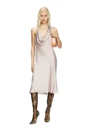 [Diesel] Diesel - Bias cut dress with asymmetrical hem - Dresses - Woman - Violet 40 Violet