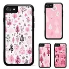 For iPhone XS 11 12 13 14 15 16 Pro Max snow christmas trees Red Hard Black Case