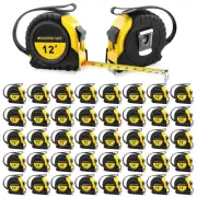 Durable 12ft Yellow Measuring Tape - 40 Packs with Clear Fraction Scales