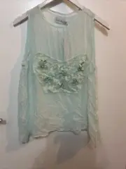 SHAKUHACHI NEW ROMANTICS CHIFFON TANK TOP MINT BNWT Sz 8 SILK (D35
