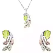 Sterling Silver Pear Cut Peridot Earrings & Pendant Set