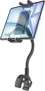 Gooseneck Tablet Holder for Spin Bike, Wheelchair, Stroller, Bicycle, Treadmill, Indoor Cycling, Bike Handlebar Clamp, Compatible iPad Pro 11, Air, Mini, Galaxy, 4.7-12.9" Tablets & Phones