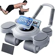 Digital Display Ab Roller with Calorie Counter & Auto Rebound - Smart Abdominal Wheel with Elbow Support - Home Core Workout Equipment for Gym Fitness